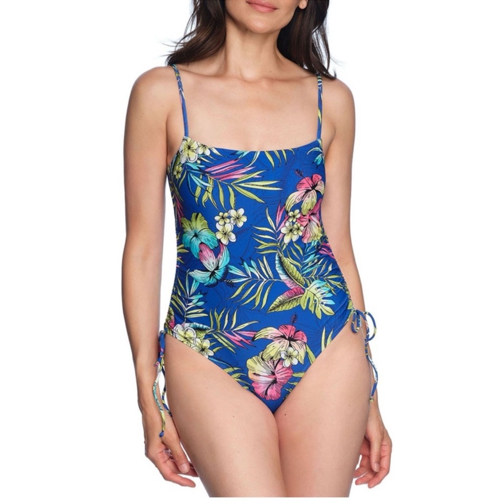 Loft swimsuit one-piece bathing suit Shirred Side Tie Fully Lined M NWOT
